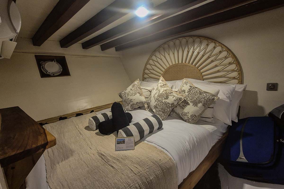 Cabin on Pinisi sailing ship in Komodo National Park